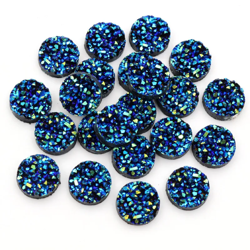 New Fashion 40pcs 8mm Mix AB Colors Natural ore Style Flat back Resin Cabochons For Bracelet Earrings accessories