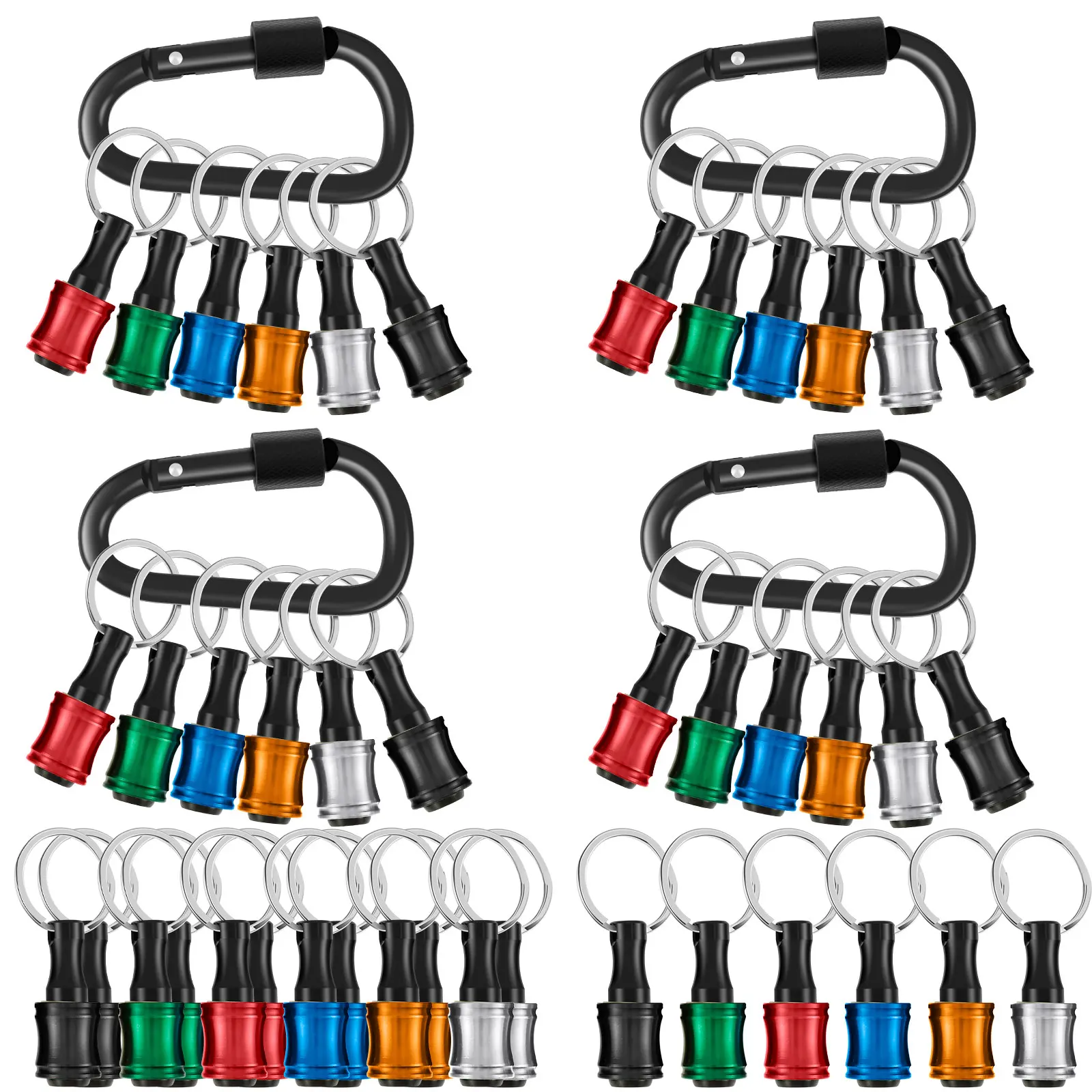24/18pcs Screwdriver Bits Holder Keychain 1/4 Inch Hex Shank Aluminum Alloy Quick-Change Extension Bar Upgrade Push to Unlock