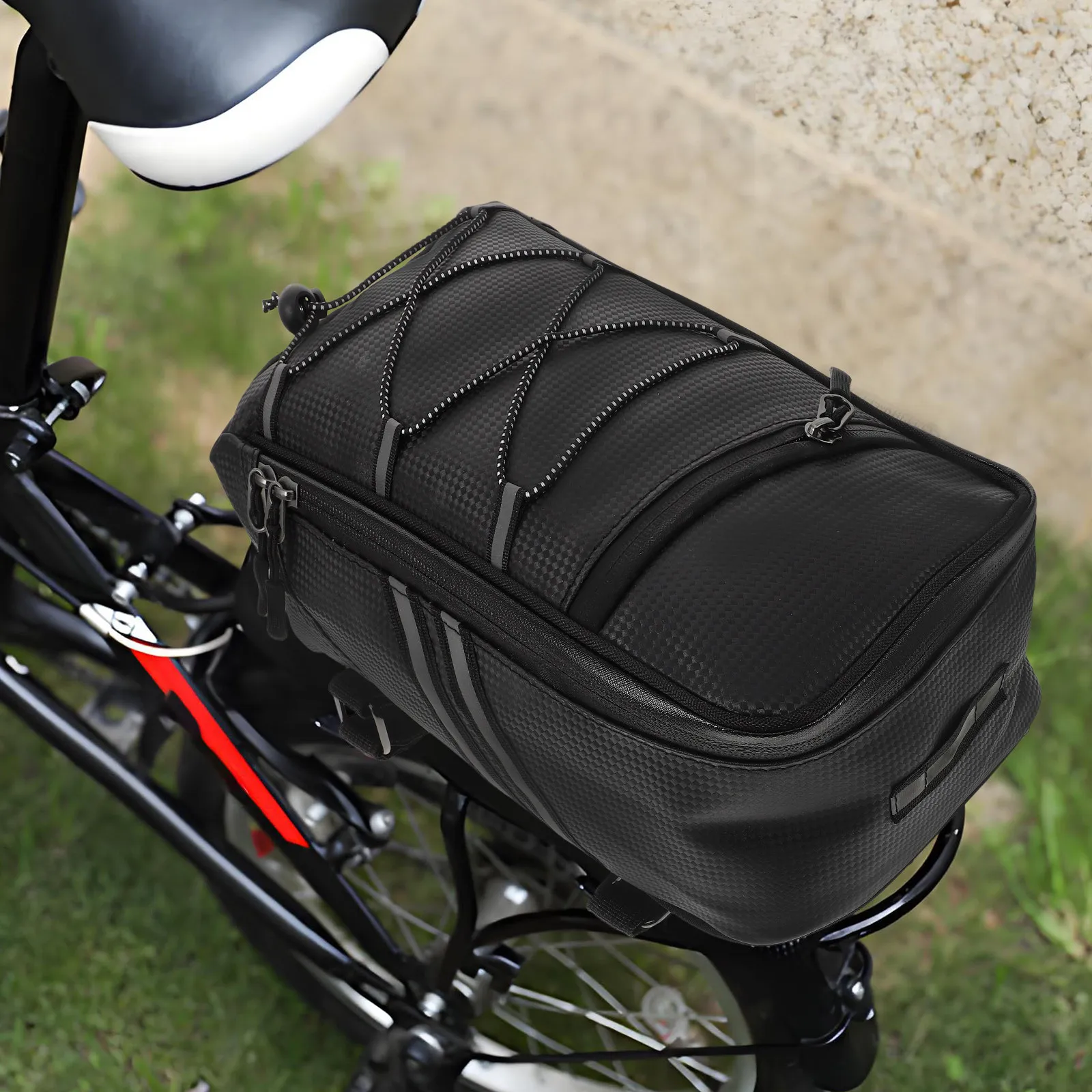 

Premium PU Bike Rear Seat Bag Waterproof Cycling Storage Pouch for Mountain E-Bike Motorcycle Bicycle Accessories