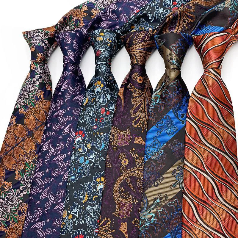 Multi Neue Neuheit 8CM Herren Krawatte Krawatte Paisley Muster Gold Für Mann Bräutigam Jacquard Gewebte Krawatte Business Party zubehör