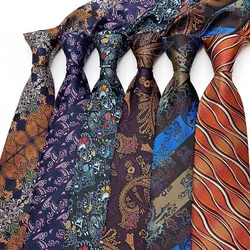 Multi New Novelty 8CM Mens Tie Necktie Paisley Patterns Gold For Man Groom Jacquard Woven Neck Tie Business Party Accessories