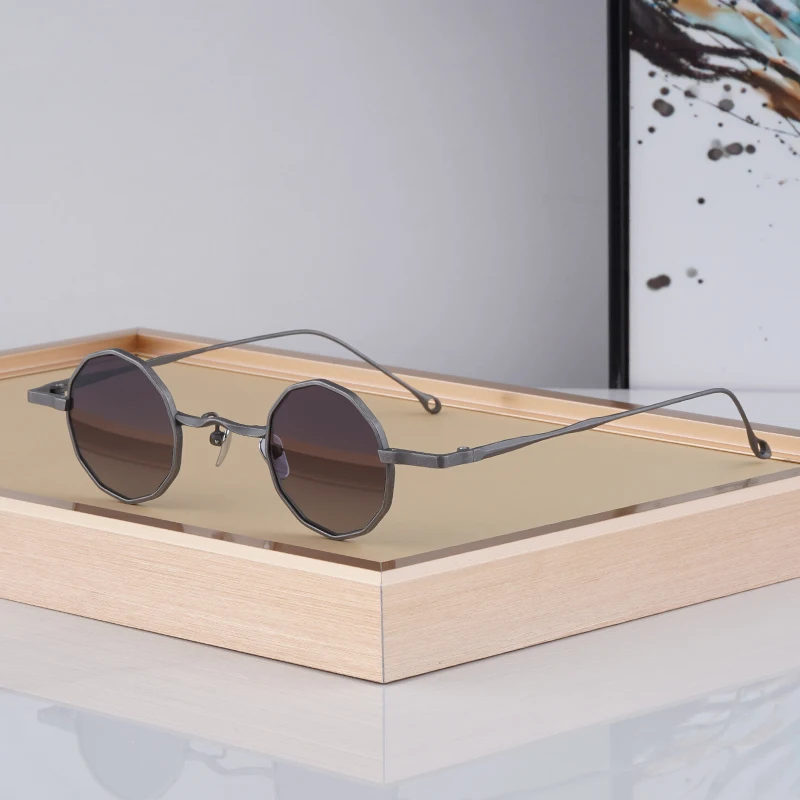 

Pure Titanium Sunglasses For Men Designer Brand Original Quality Eyewear Japanese Style Handmade Polygon Women Glasses UV400