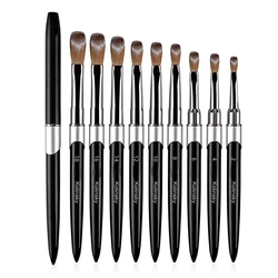 100% Pure Kolinsky Acrylic Nail Brush 1Pcs Black UV Gel Polish Nail Art Extension Builder Pen Drawing Brush