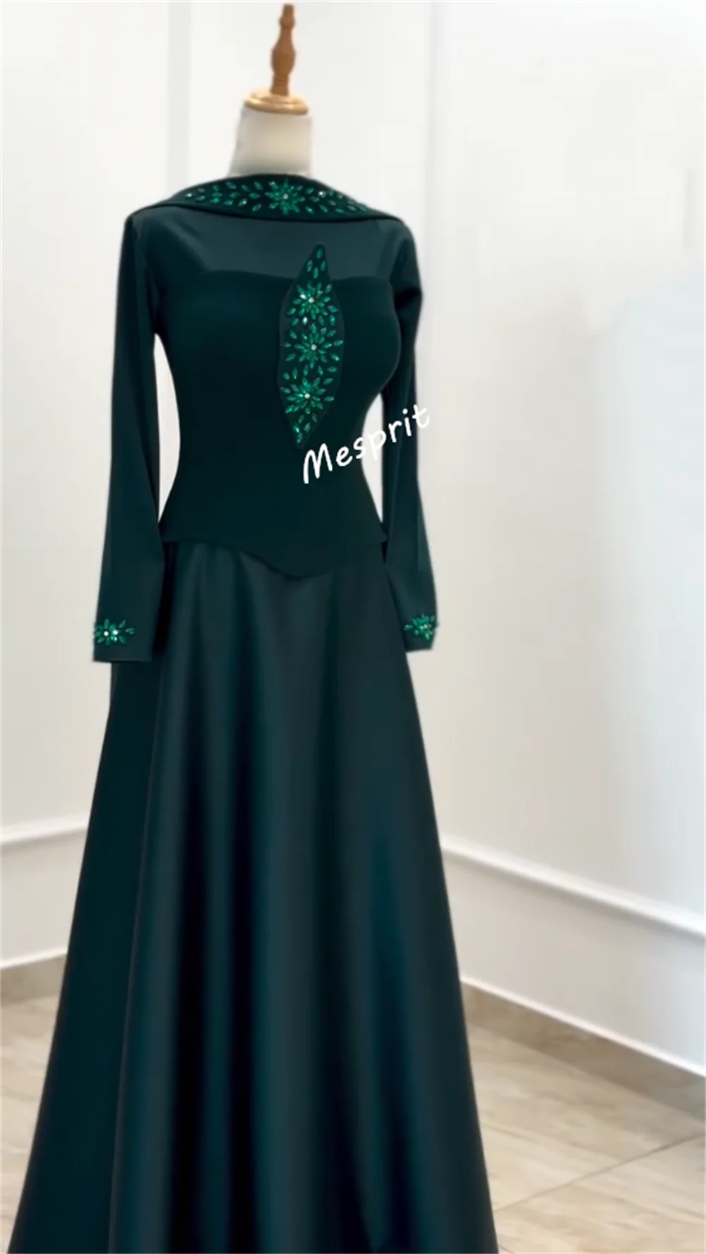 Customized High Quality Evening Dress Rhinestone Bespoke Occasion O-Neck A-line Long Dresses  Elegant Party Wedding