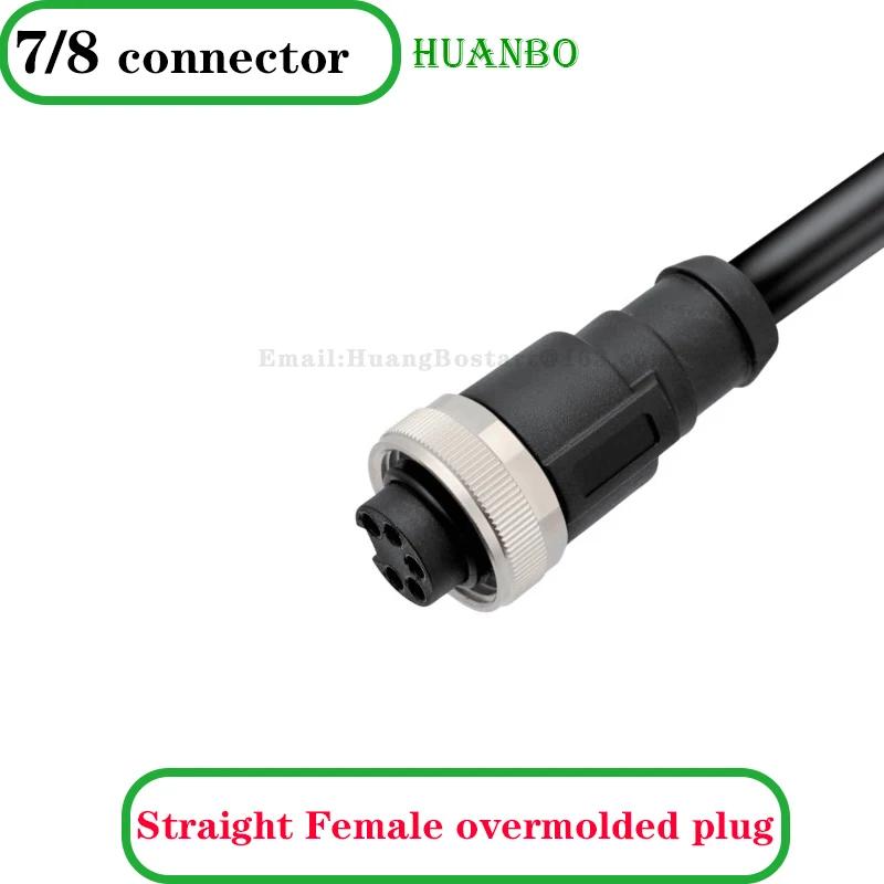 European standard M7/8 molded straight head elbow plug, 3-pin, 4-pin, 5-pin, IP67 waterproof connector wire harness, 1m 2m 3m 5m