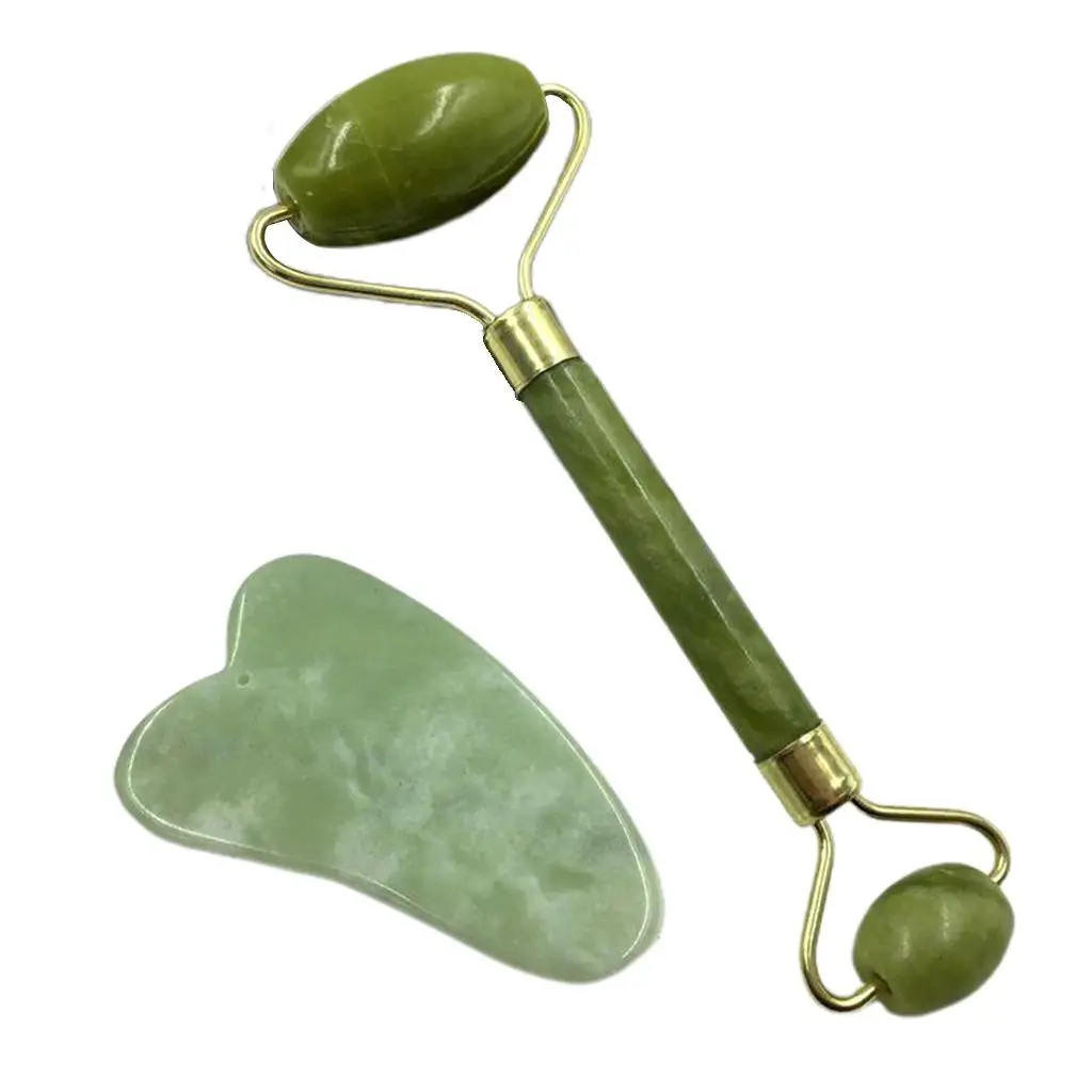 Jade Roller En Gua Sha Set Voor Een Prachtige Huid Gezichtslichaam Nek Massager