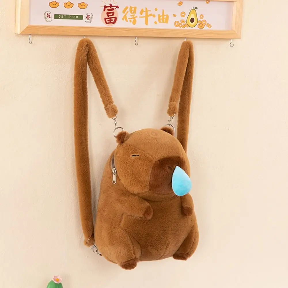 Sac à dos en peluche Capybara, sac en fourrure de beurre Kawaii, dessin animé mignon, sac d'école doux et chaud, cadeaux d'anniversaire et de Noël, mode