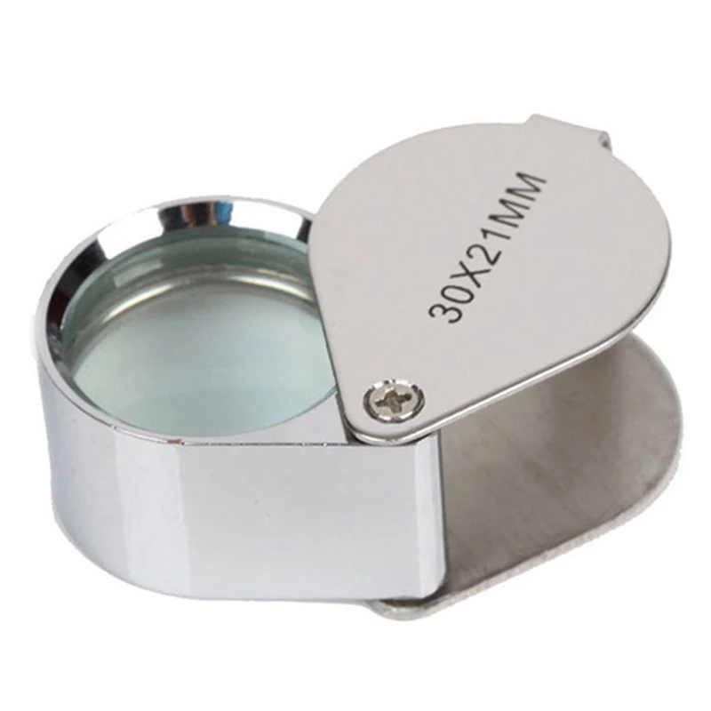 Mini 30 Times Handheld Magnifying Glass 30X21mm Full Metal Ring Magnifying Glass Jewelry Identification