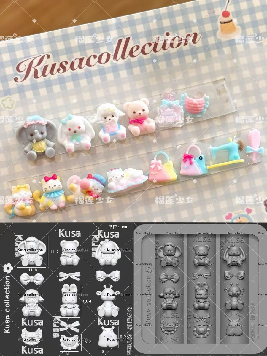 1pc ボタンキーロック猫弓 3D アクリルモールドネイルアート装飾爪 DIY デザインシリコーンネイルテンプレートネイルモールド