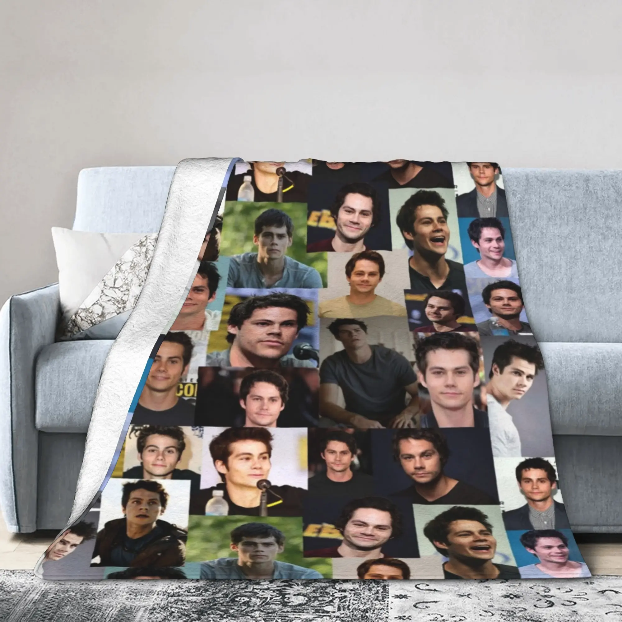 Dylan O'Brien Collage Knitted Blankets Fleece Actor Lightweight Thin Throw Blanket for Bedroom Sofa Bedroom Quilt
