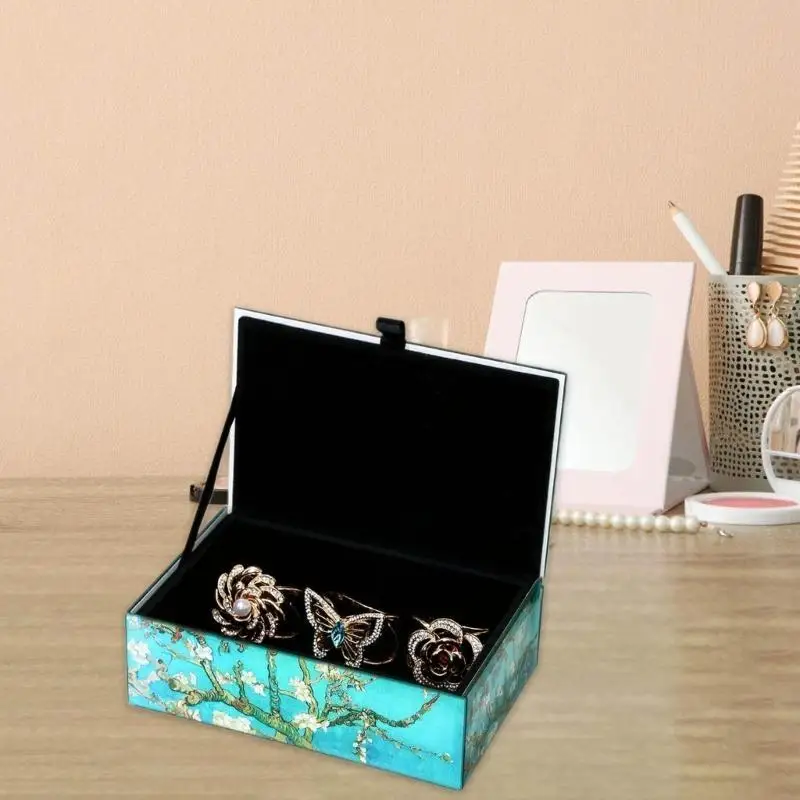 

X4YA Изысканный стеклянный сундук для ювелирных изделий, домашний аксессуар для хранения колец и ожерелья