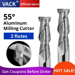 VACK HRC55-Fresa de aleación de acero de tungsteno, herramienta de fresado para placas de cobre y aluminio, 2 flautas