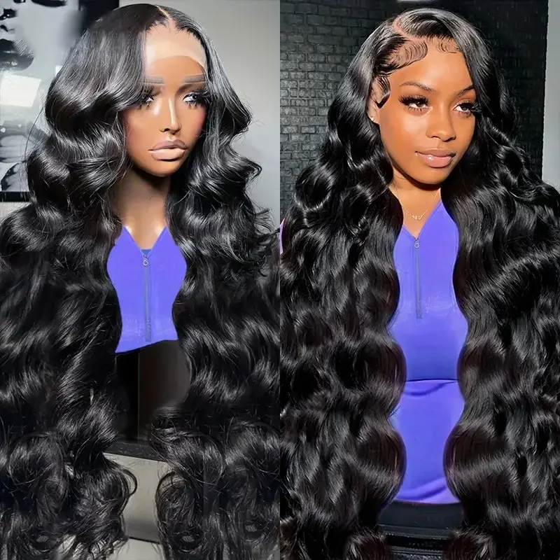 13X4 HD Lace Wig Natural Black 26 Inch 13x6  Human Hair Wig Glueless Pre-Cut Water Women Front Wave 150 Density