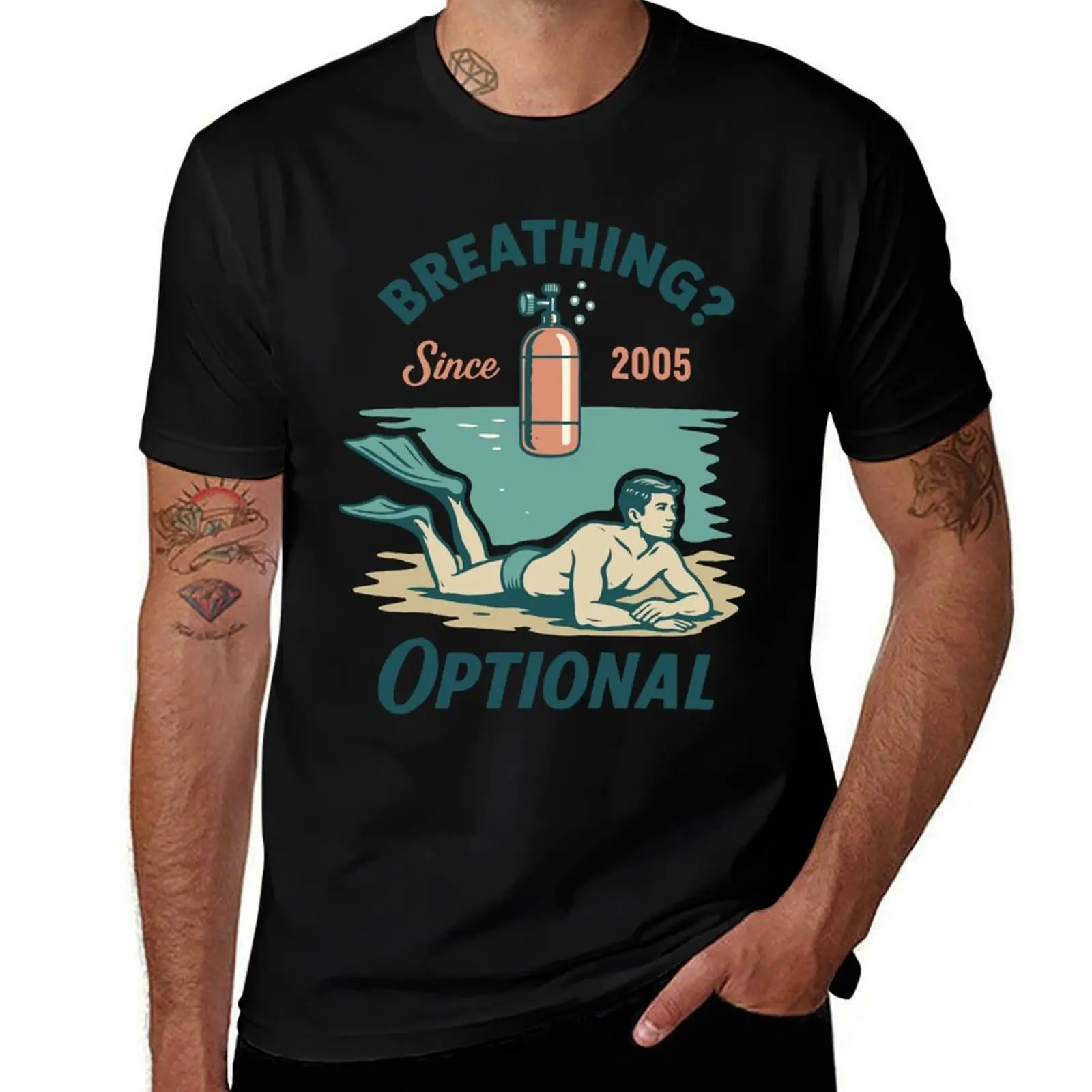 

Breathing Optional Diver Ocean Sea T-Shirt summer clothes funny costumes anime workout shirts for men