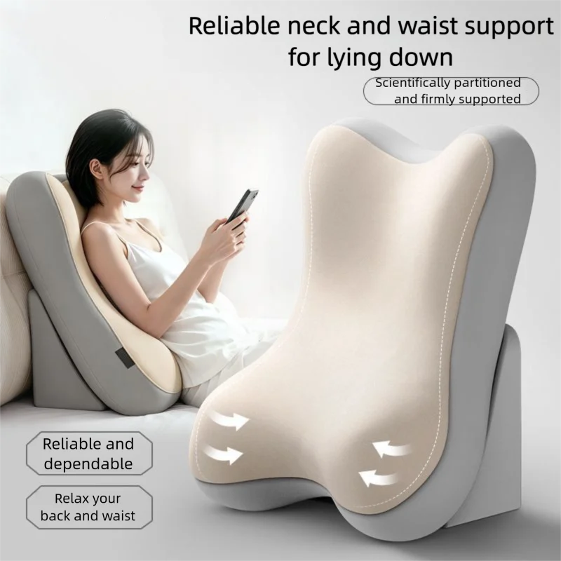 Bed cushions and pillows, ergonomic pillows for neck and lower back support, suitable for reading, gaming, and lumbar support.