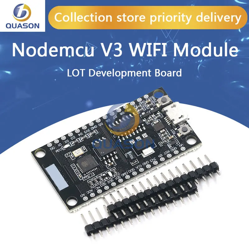 NodeMCU V3 Lua WIFI module integration of ESP8266 + extra memory 32M Flash, USB-serial CH340G