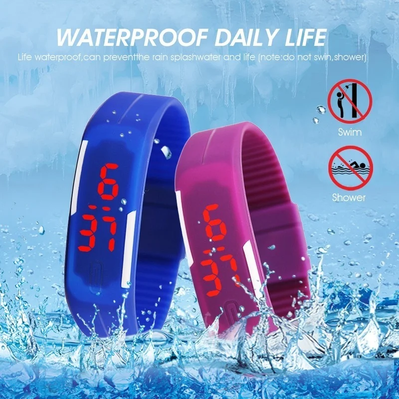 Reloj de pulsera Digital táctil para hombre y mujer, pulsera deportiva LED roja de silicona a la moda, relojes electrónicos