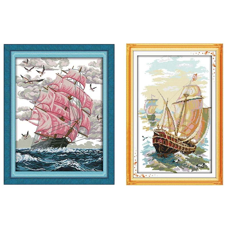 

Joy Sunday Sail Away Наборы для вышивки крестом с принтом Aida 16CT 14CT Холст Ткань Украшение дома Ручная вышивка Наборы для рукоделия