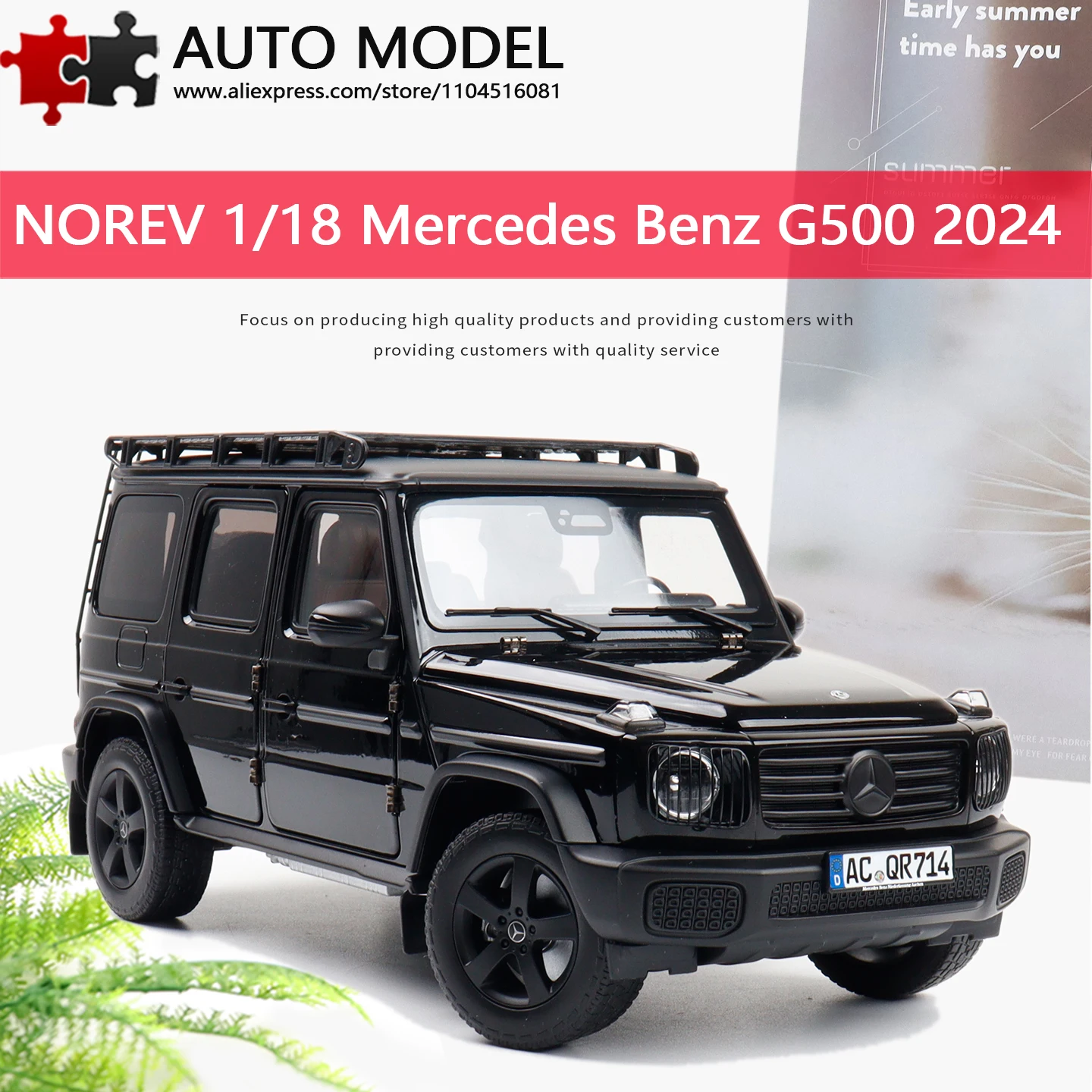 

Коллекционная модель автомобиля Mercedes-Benz G500 G-Class 2024 года (серия G) с багажником на крыше, полностью открывающимися дверями, из литого сплава, масштаб 1:18, Norev, высококачественный подарок для мальчиков и взрослых, внедорожник.