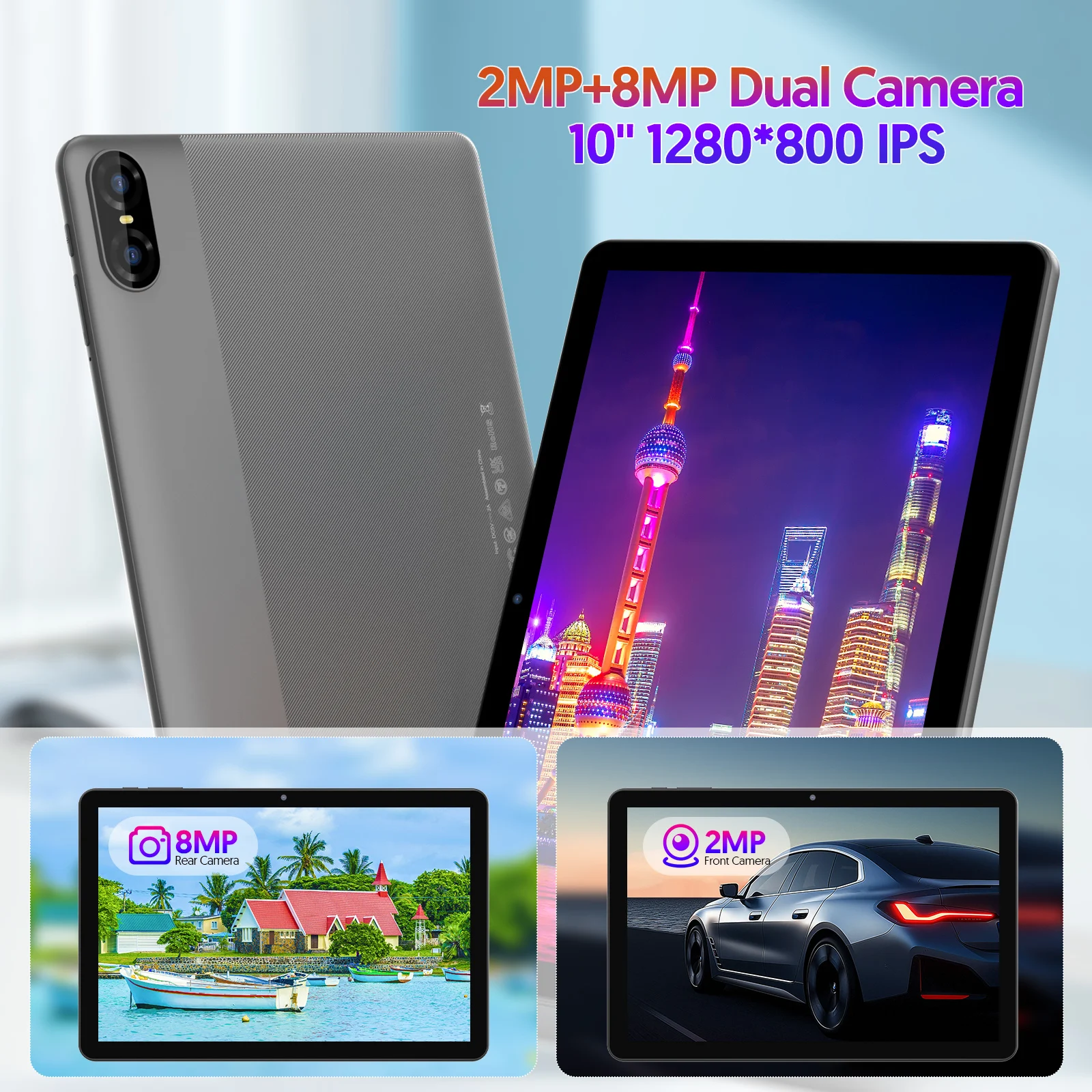 10-inch Android 14 tablet, octa-core processor, 8GB (4+4) RAM, 64GB ROM storage space, 1TB expandable memory, holiday gift