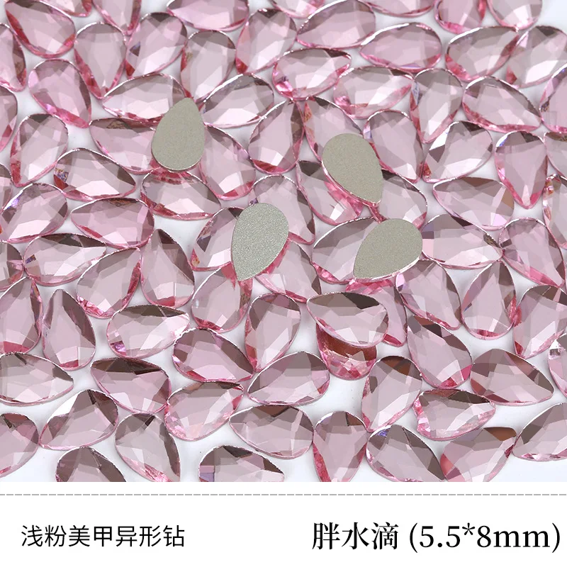 100pcs Hot selling 5.5*8 fat water drop nail enhancement flat bottomed irregular diamond nail stickers diamond nail accessories