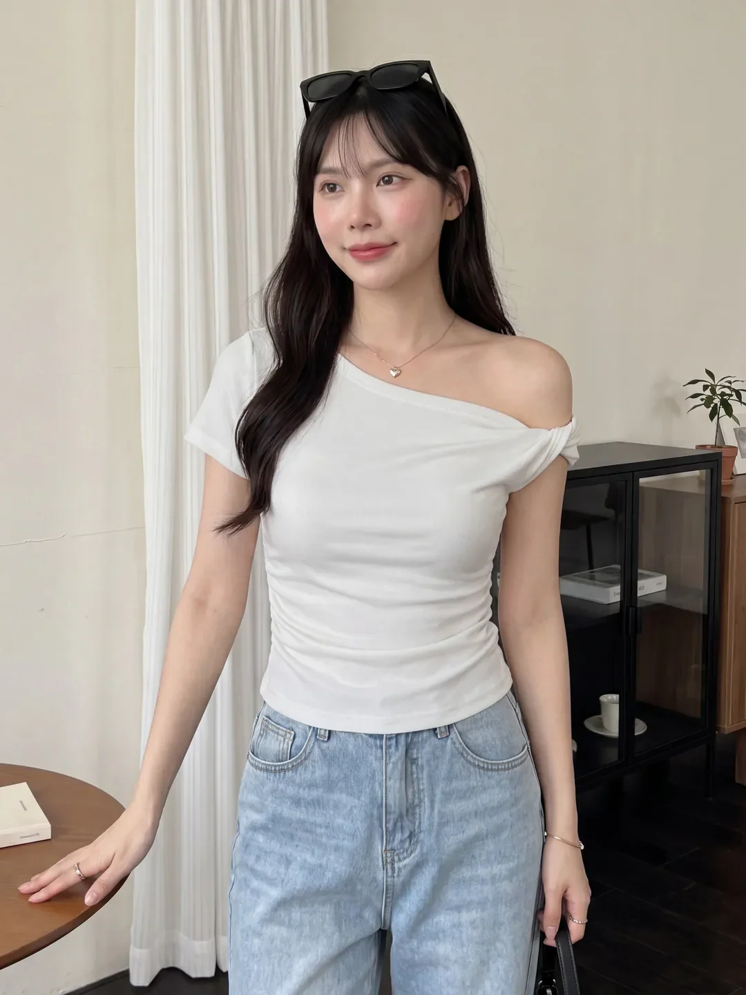 Summer Ladies Off Shoulder Crop Top Asymmetrical Short Sleeve Shirts Ruched Slim Fitted Twist Shoulder Casual Y2K Blouse