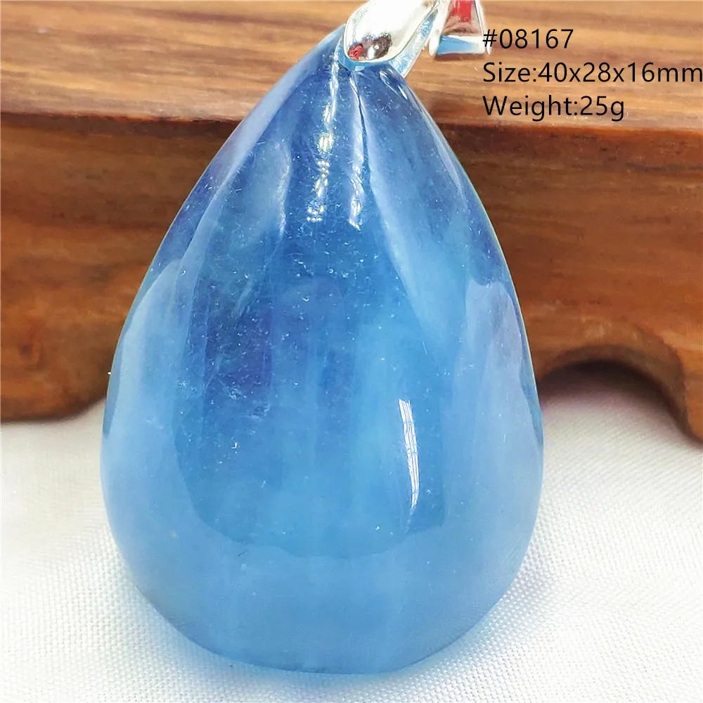 Natural Blue Aquamarine Clear Bead Pendant Necklace Water Drop Women Men Brazil Best Gift Jewelry Healing Stone AAAAAA