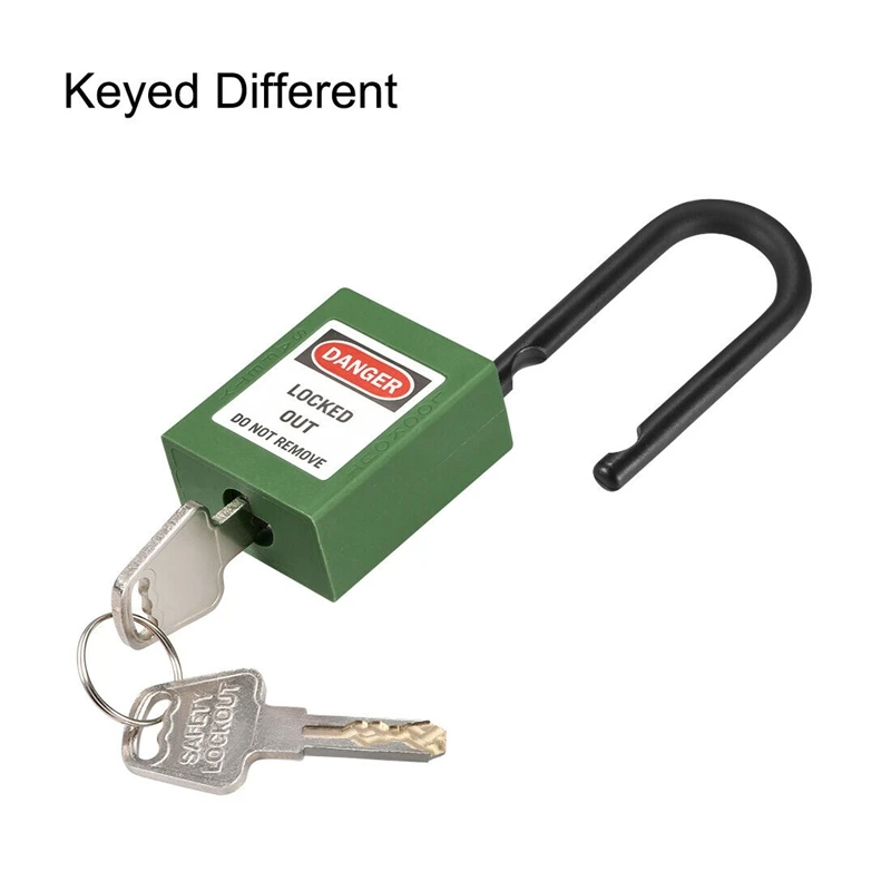 1pc Lockout Tagout Locks,1-1/2 Inch Shackle Key Different Safety Padlock Green