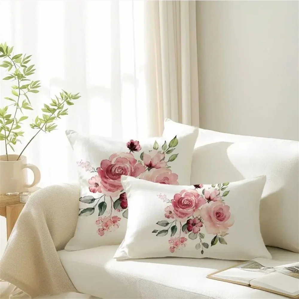 1PC Watercolor Flowers Throw Pillow Cover 30X50cm One Side