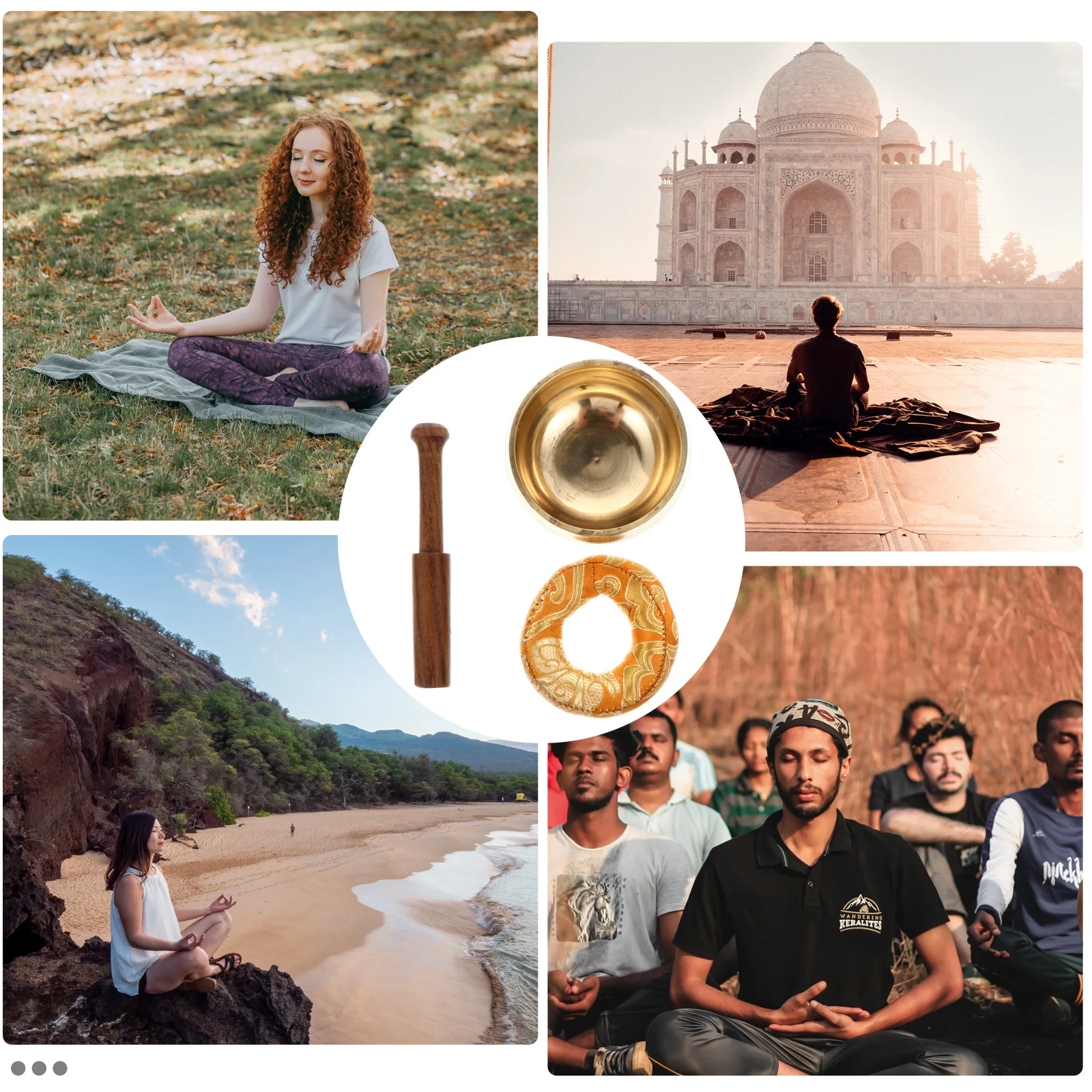 

1Set Meditation Singing Bowl Tibetan Style Healing Tool for Relaxation Yoga Meditation Supplies Copper Bowl