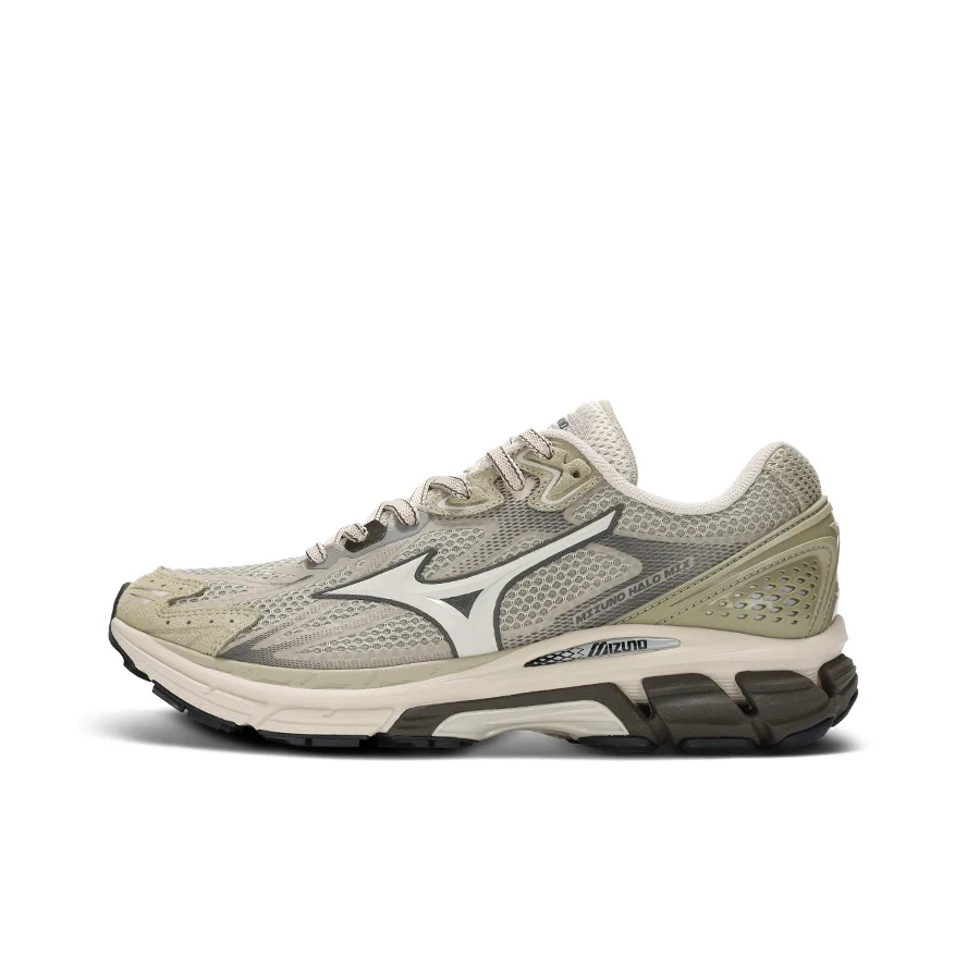 Mizuno Halo Mix Running Shoes Unisex Low Top Oat Gray/Elm Green D1GH240804