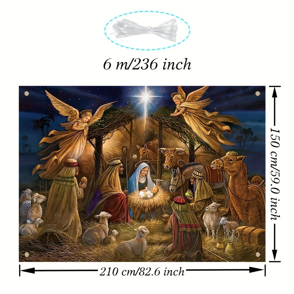 Decorative Art Style Christmas Nativity Scene Wall Sculpture - Traditional Festival Nativity Background Banner