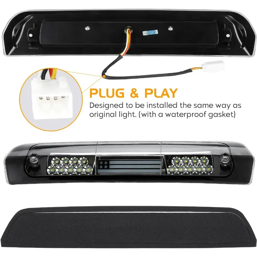 LED Tail Lights with Third Brake Light for Dodge Ram 1500 20022006 and Dodge Ram 2500 3500 20032006 3Piece Set with Chrome Hous