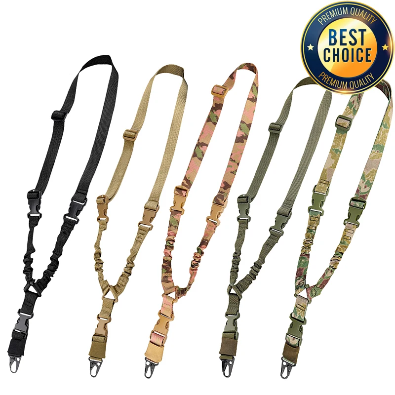 Tactical Gun Single Point Sling Adjustable Bungee Rifle Shoulder strap length for Airsoft Hunting Accessories Strap M4