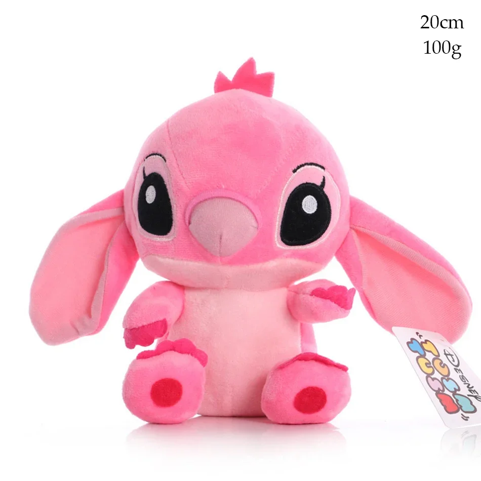 Disney-muñecos de peluche de Lilo & Stitch para niños, juguetes de Anime azul y rosa, Kawaii, regalo de Navidad para novia, 20CM