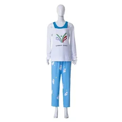 OW Mei Meiling Zhou Cosplay Costume Long Sleeve Top and Pants Pajamas Halloween Masquerade Carnival Party Costume for Women