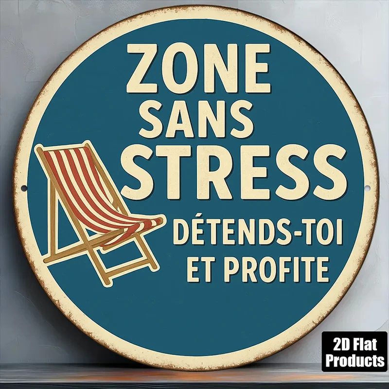 2D Flat - 1pc 8*8In/20X20Cm 2D Flat Round Sign, Vintage Decorative Plaque about 