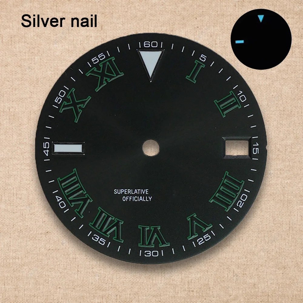 New 28.5mm S Logo Dial NH35 Roman dial Suitable for NH35/NH36/4R/7S Japan Movement Ice Blue Luminous Watch Modification Accessor image 5