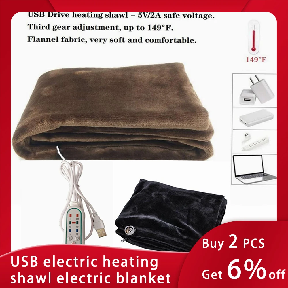 

80x45cm Heated Shawl Blanket Timer Function Heated Scarf Wearable Electric Heating Blanket Washable Three Temperature Settings