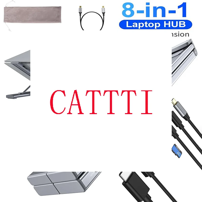 8-in-1 USB-C Laptop Stand With Docking Station Universal USB C Dock Tablet Stand Foldable Type-C Hubs Adapter Plug Play