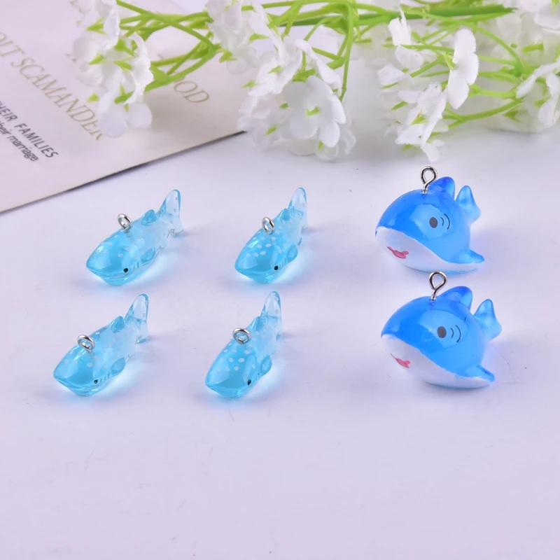 10pcs/pack Trendy 3D Shark Animal Resin Charms for Earring Necklace Jewelry DIY Making