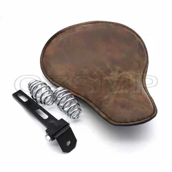 Motorcycle Spring Solo Seat Distressed Soft LeatherCushion Mounting Kit For Sportster Bobber Chopper Heritage Springer Softail