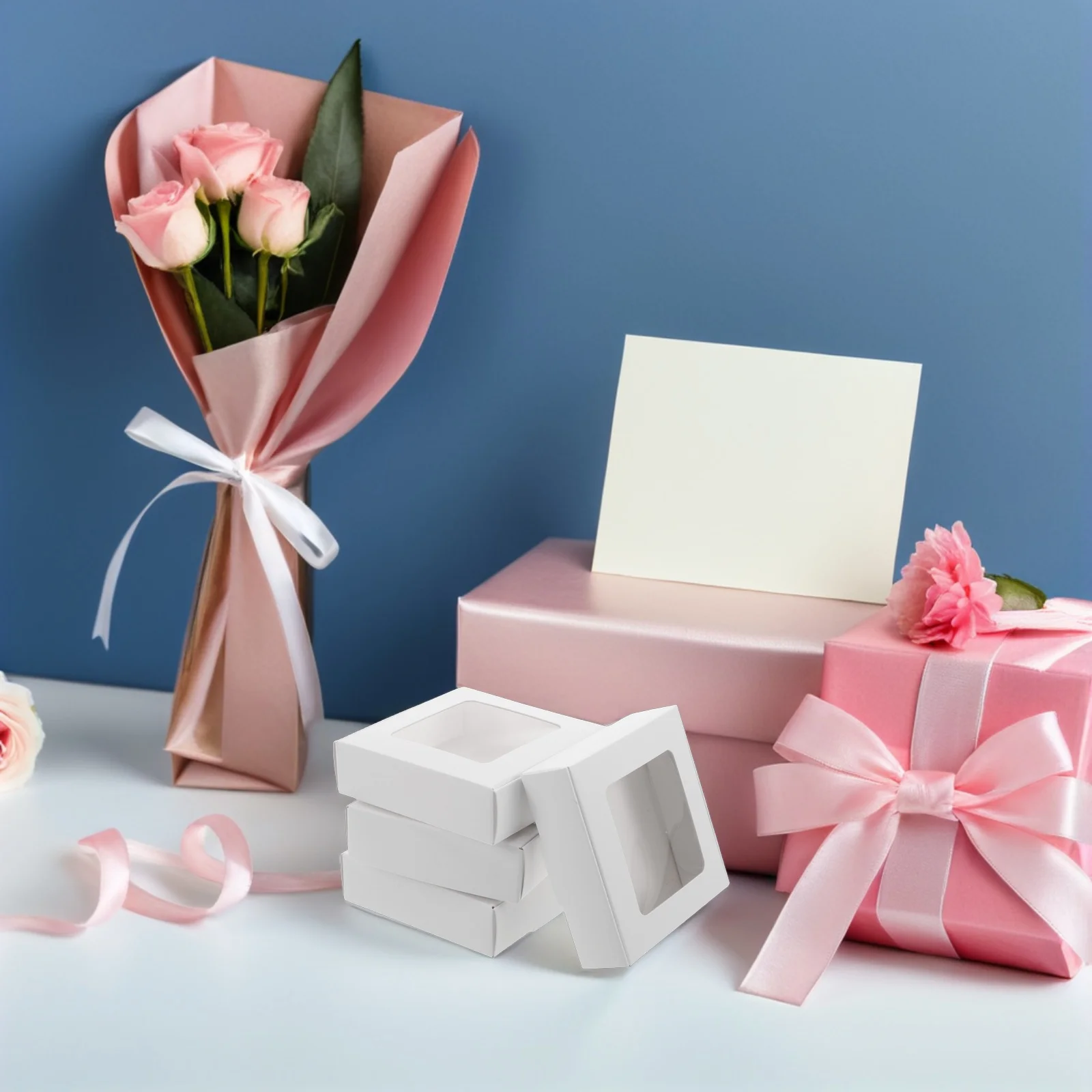 

30Pcs Transparent Gift Packaging Box Clear Window Square Treat Boxes for Macarons Cookies Cupcakes Bakery Dessert Display