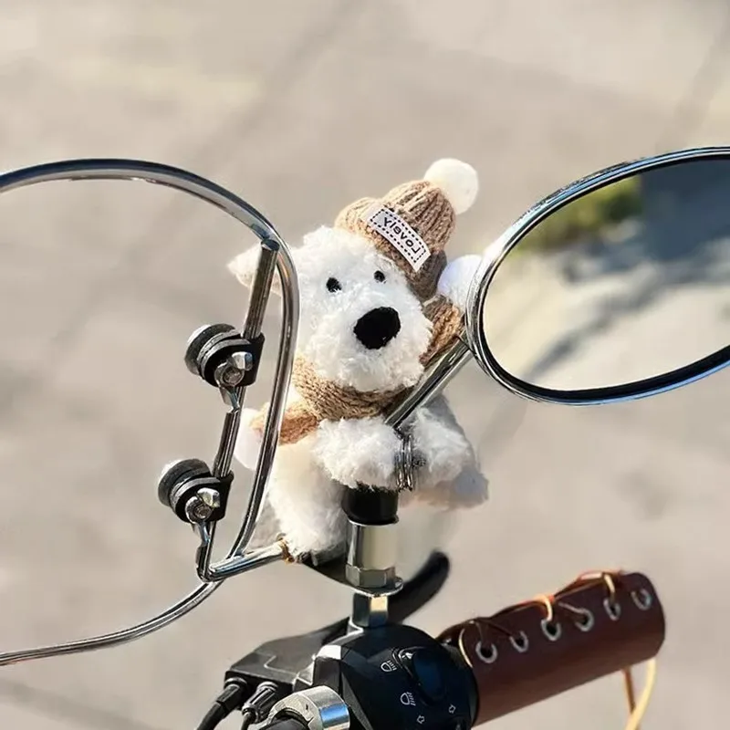 Motorcycle pendant plush puppy dog ​​doll magnetic motorcycle decorative accessories electric moped bicycle detachable pendant