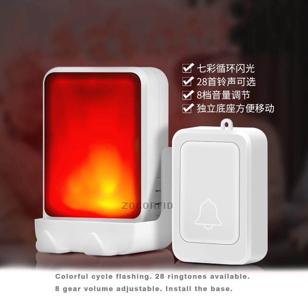 7 Colors Light Flash Changable Music Doorbell Home Wireless Door Chime Deaf Hard Old People Service Pager