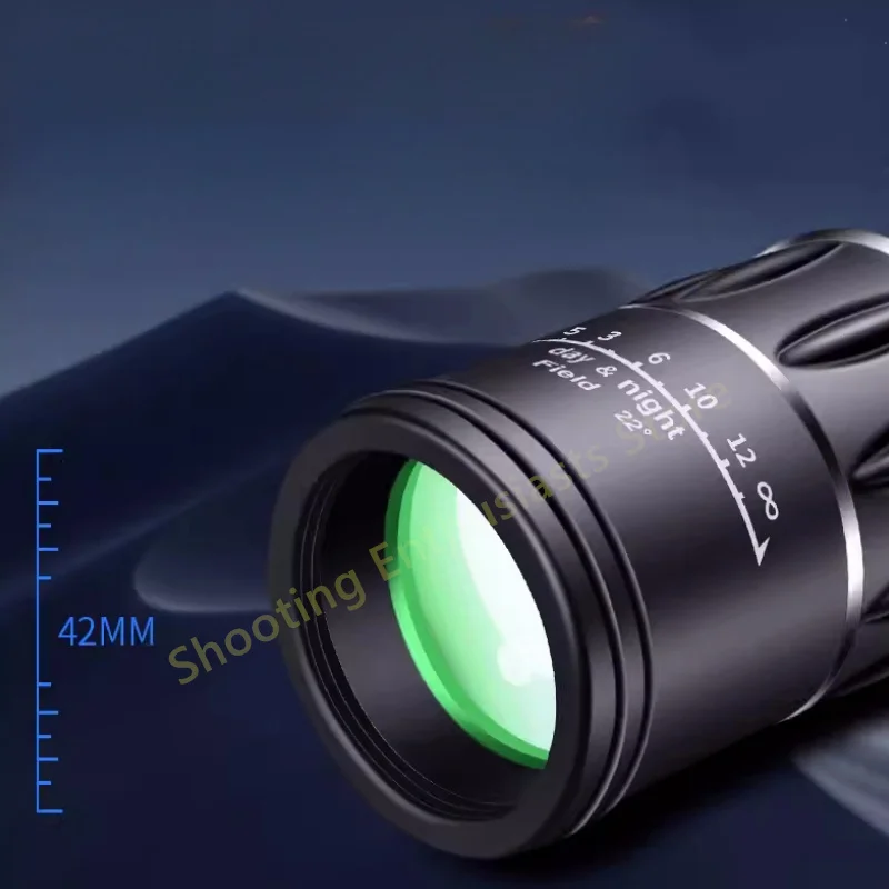 Outdoor Rubber 16X52 Monocular Telescope with Dual Focus Zoom and Single Cylinder 66M/8000M High-definition Night Vision