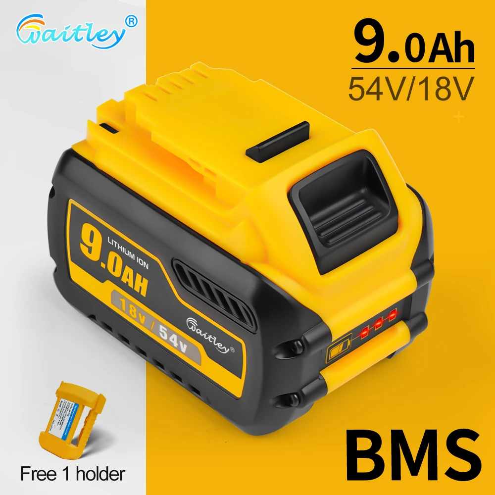 Waitley 20V 60V 9.0Ah Li-ion Battery For DEWALT FlexVolt power tool Replacement DCB609 DCB606 18V/54