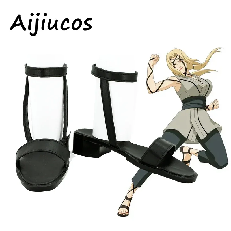 Anime NARUTO Tsunade Cosplay Shoes Halloween Party Artificial Leather Ninja Boots Custom Made For Unisex