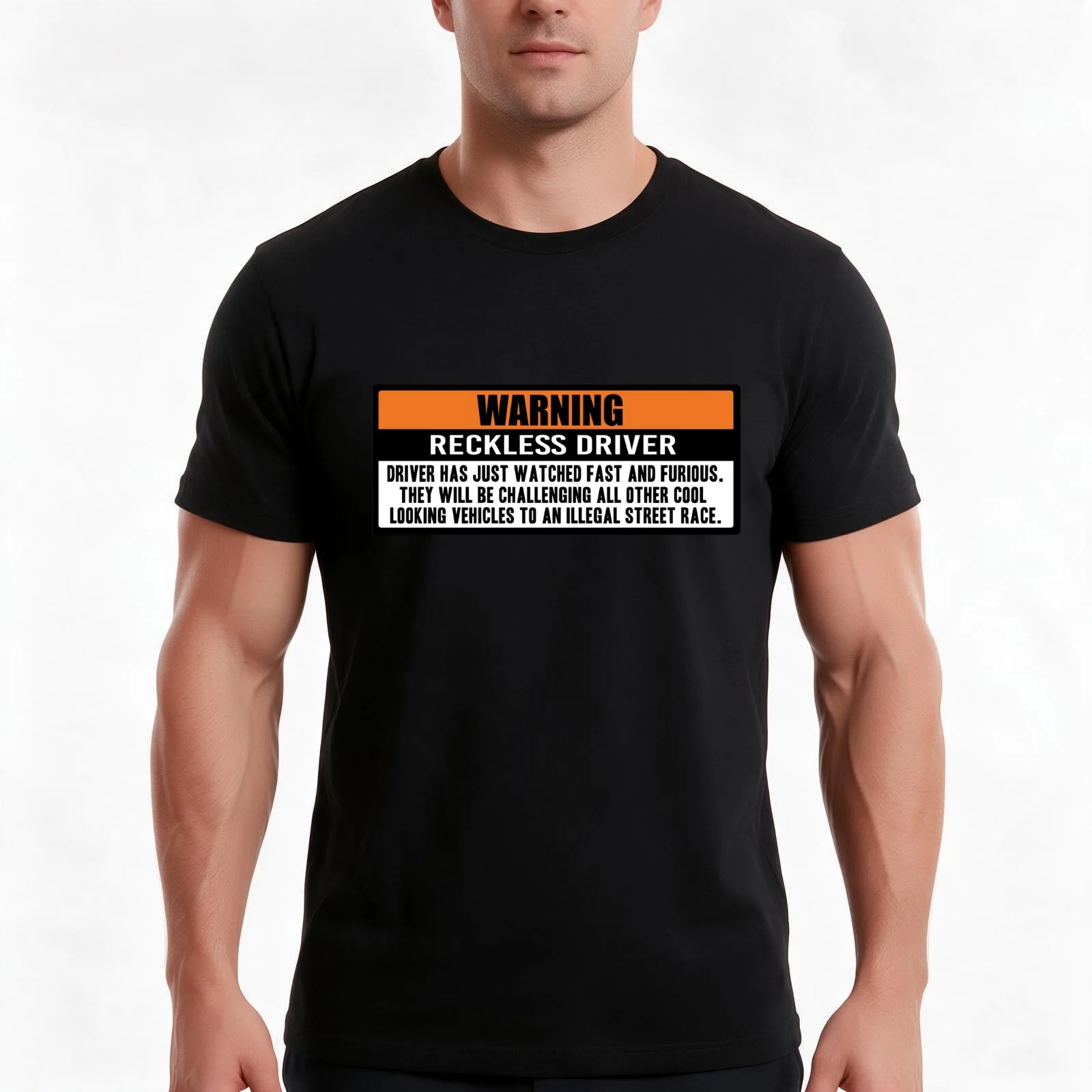 Warning - Fast and Furious T-Shirt, Summer Casual Cotton Tee, Oversized Streetwear Tops, Vintage Graphic Print, Unisex Men Women