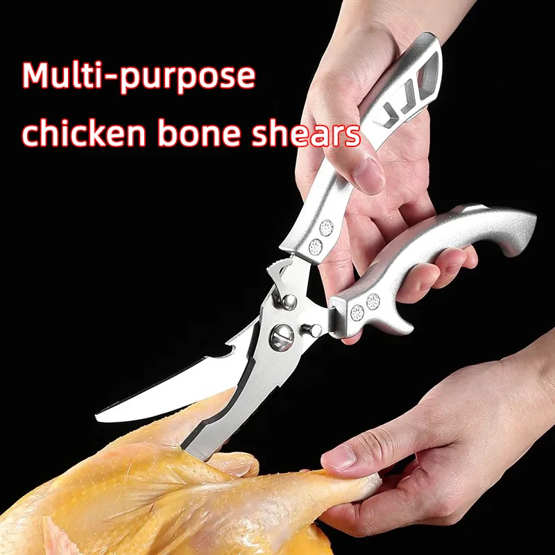 Stainless steel chicken bone shears Roast chicken kitchen scissors Sharp durable versatile chef scissors image 2